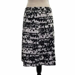 BLACK White Printed A-Line Skirt